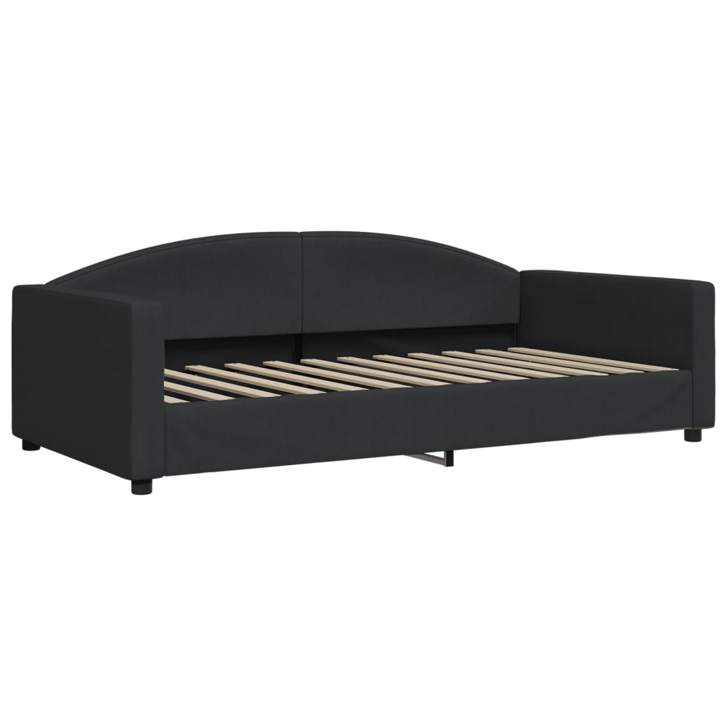 Sofá-cama com gavetão e gavetas 100x200 cm tecido preto