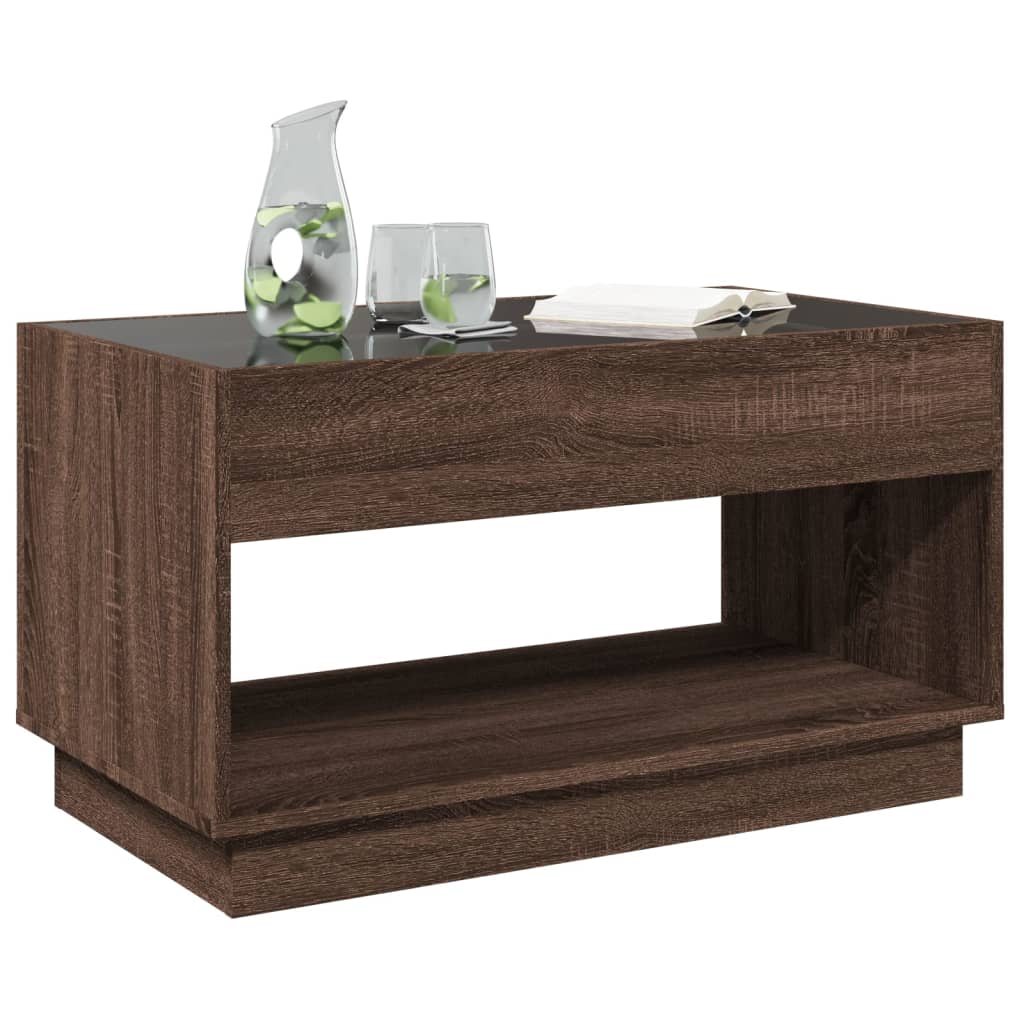Mesa de centro luzes LED infinity 90x50x50 cm carvalho castanho