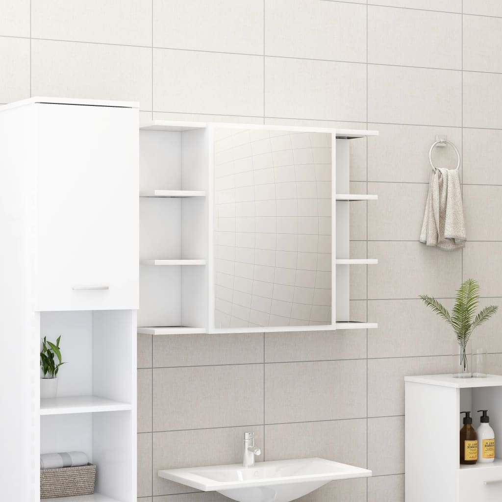 3 Pcs conjunto de móveis de casa de banho contraplacado branco