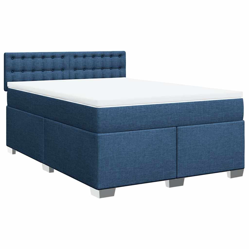 Cama com molas/colchão 140x190 cm tecido azul