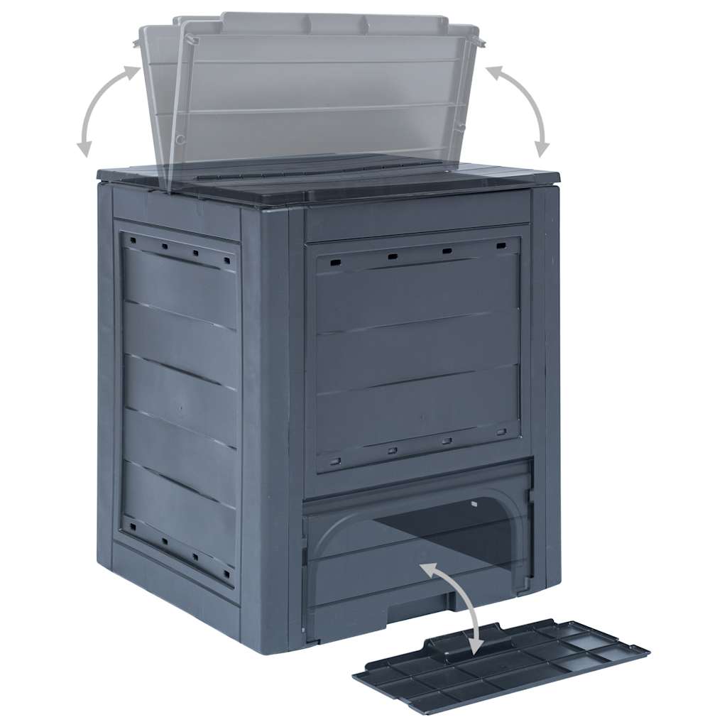 Compostores de jardim 3 pcs 60x60x73 cm 780 l cinzento