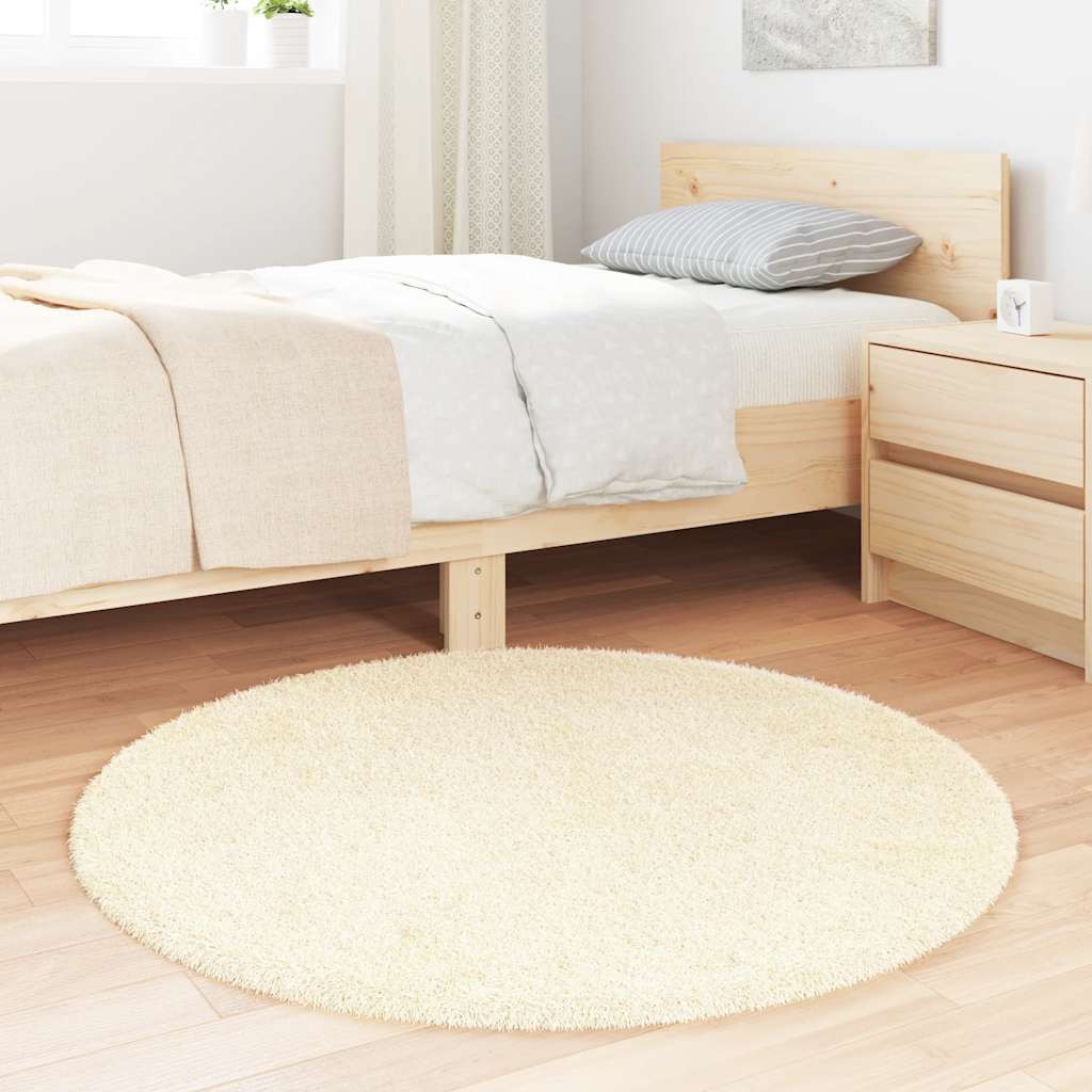 Tapete shaggy de pelo alto navarra 100x100 cm poliéster creme