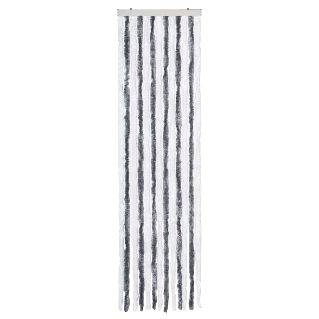 Cortina anti-insetos 56x185 cm chenille cinzento e branco