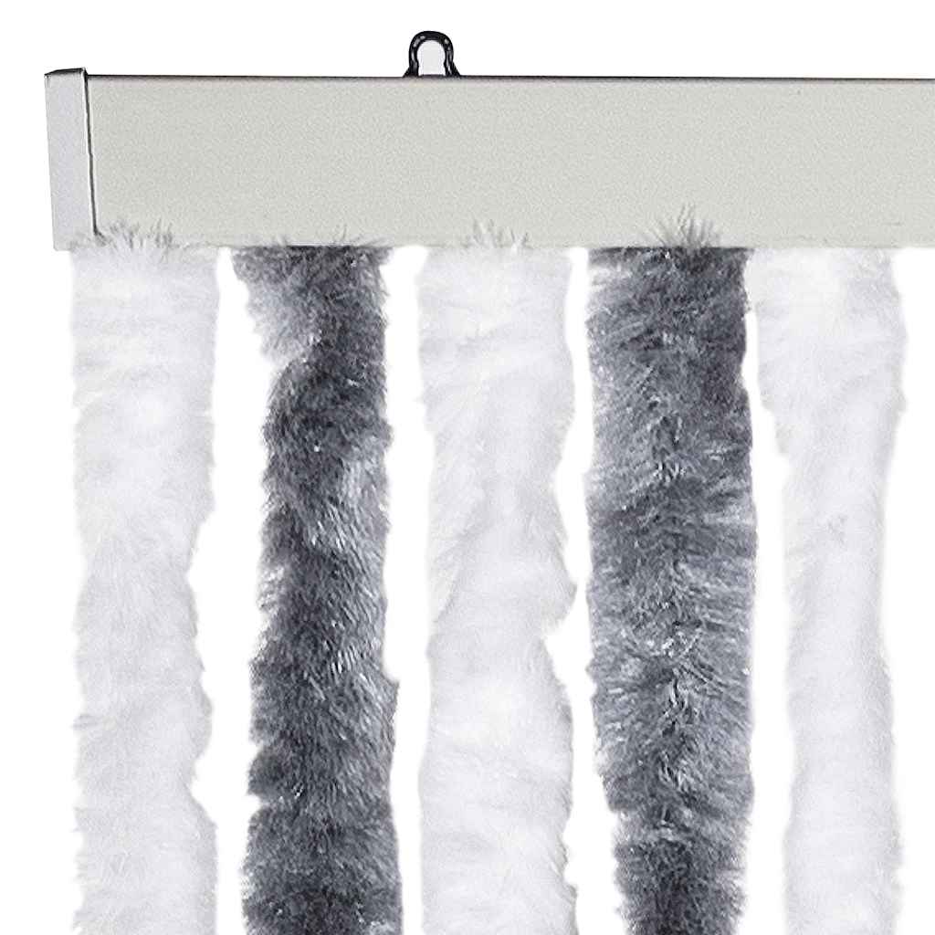 Cortina anti-insetos 56x185 cm chenille cinzento e branco