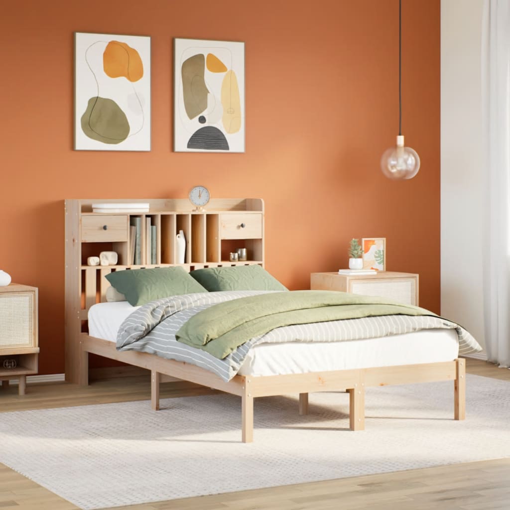 Cama com estante sem colchão 135x190 cm pinho maciço