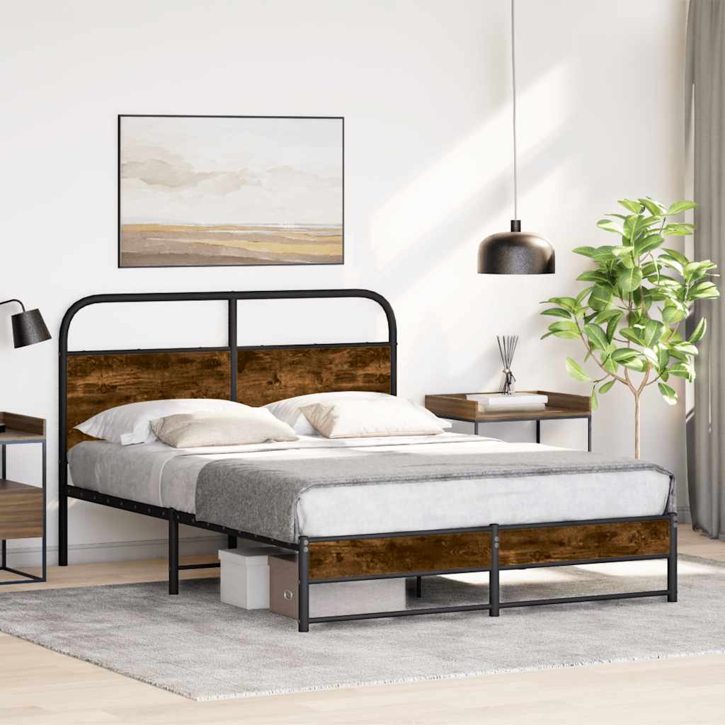 Estrutura cama s/ colchão derivados de madeira carvalho fumado