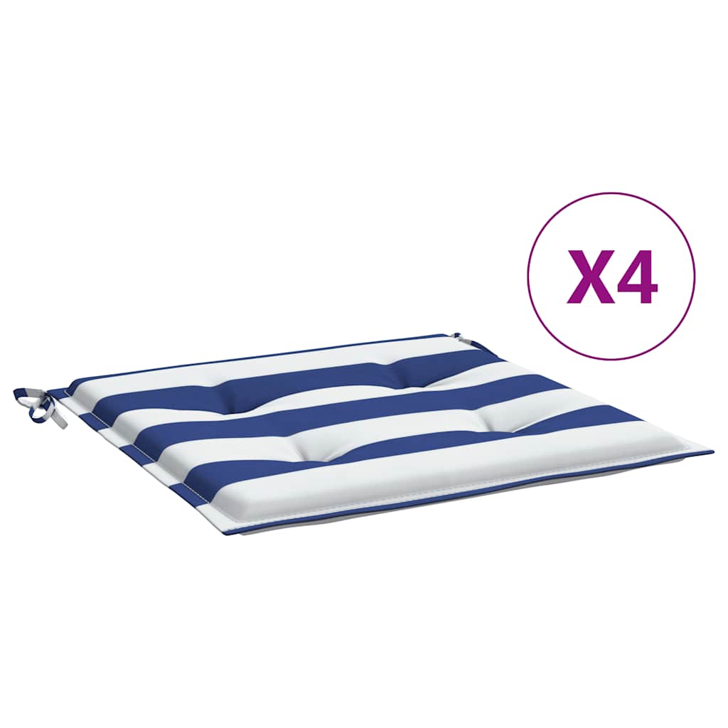Almofadões p/ cadeira 2pcs 50x50x4 cm tecido riscas azul/branco