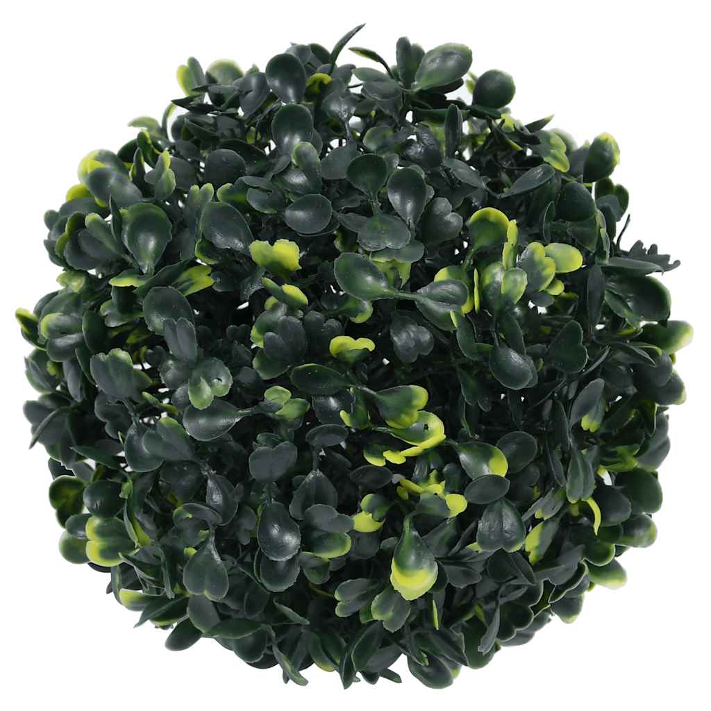Bolas artificiais de buxo com luzes LED 2 pcs verde 22 cm