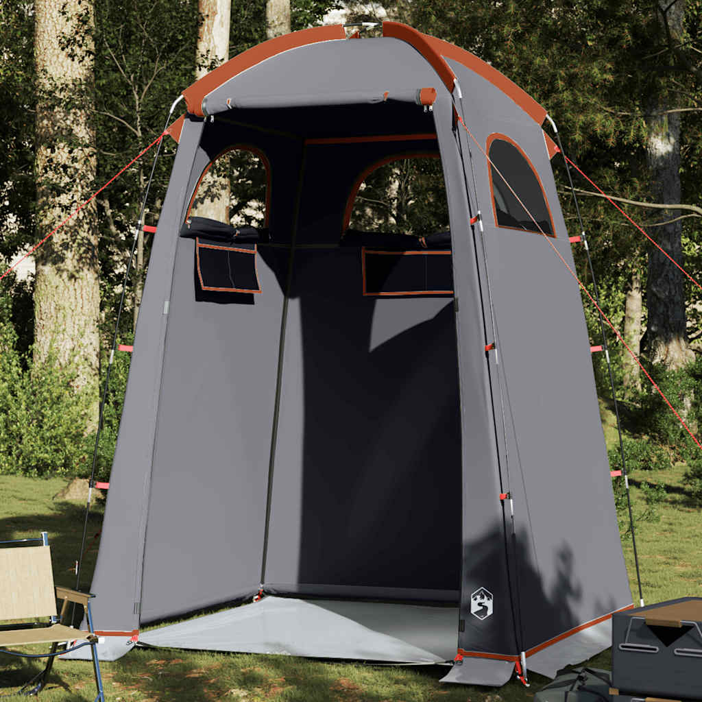 Tenda para duche impermeável cinzento e laranja