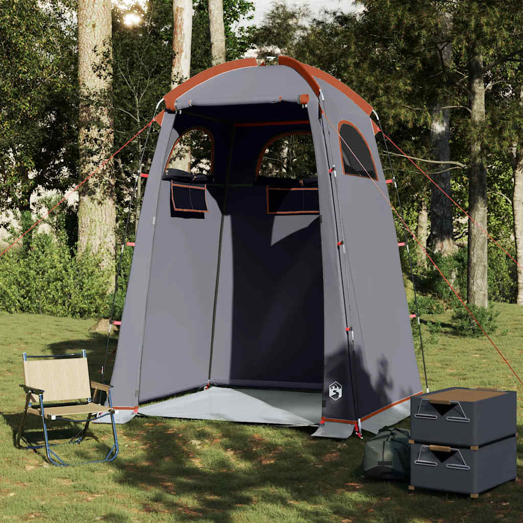 Tenda para duche impermeável cinzento e laranja