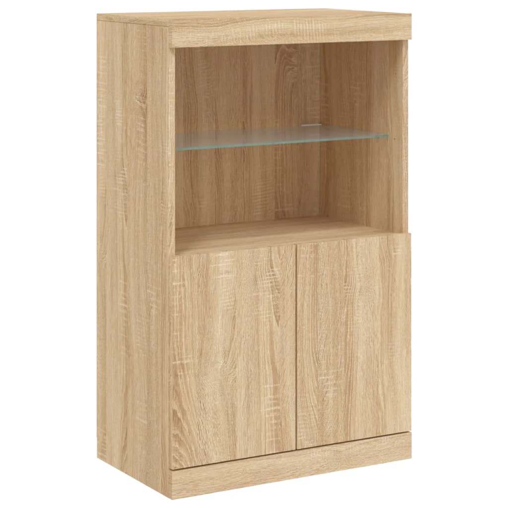 Aparador com luzes LED 60,5x37x100 cm carvalho sonoma
