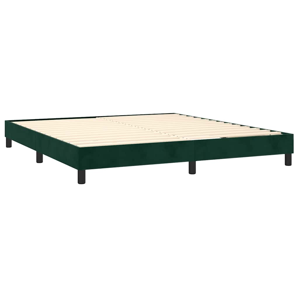 Cama com molas/colchão 180x200 cm veludo verde-escuro