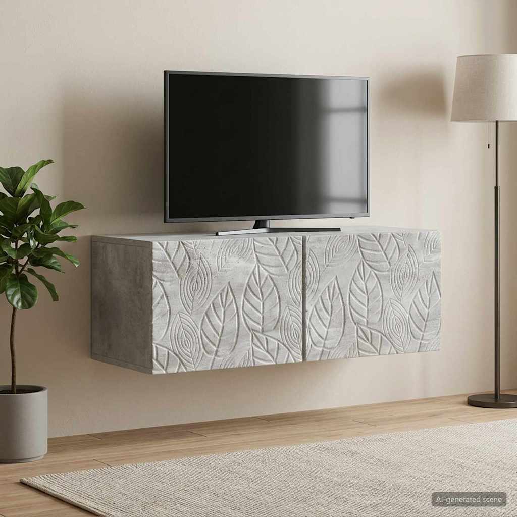 Gabinete de TV de parede 59,5 x 41 x 30 cm cinzento cimento