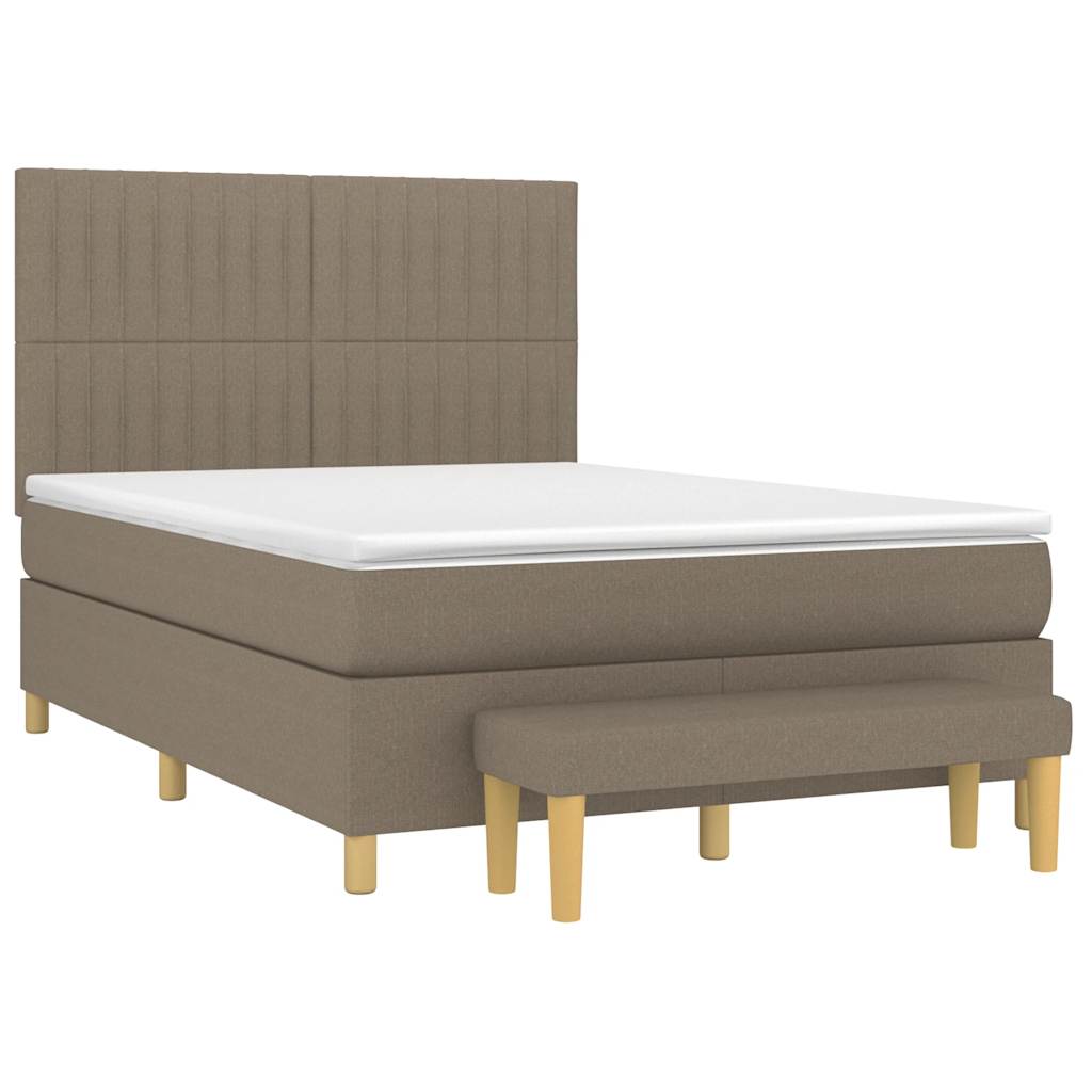 Cama com molas/colchão 140x190 cm tecido castanho-acinzentado