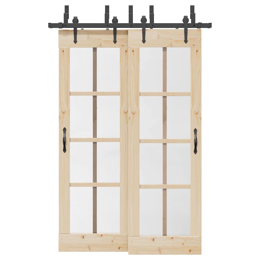 Kit de ferragens para porta deslizante 152,5 cm aço preto