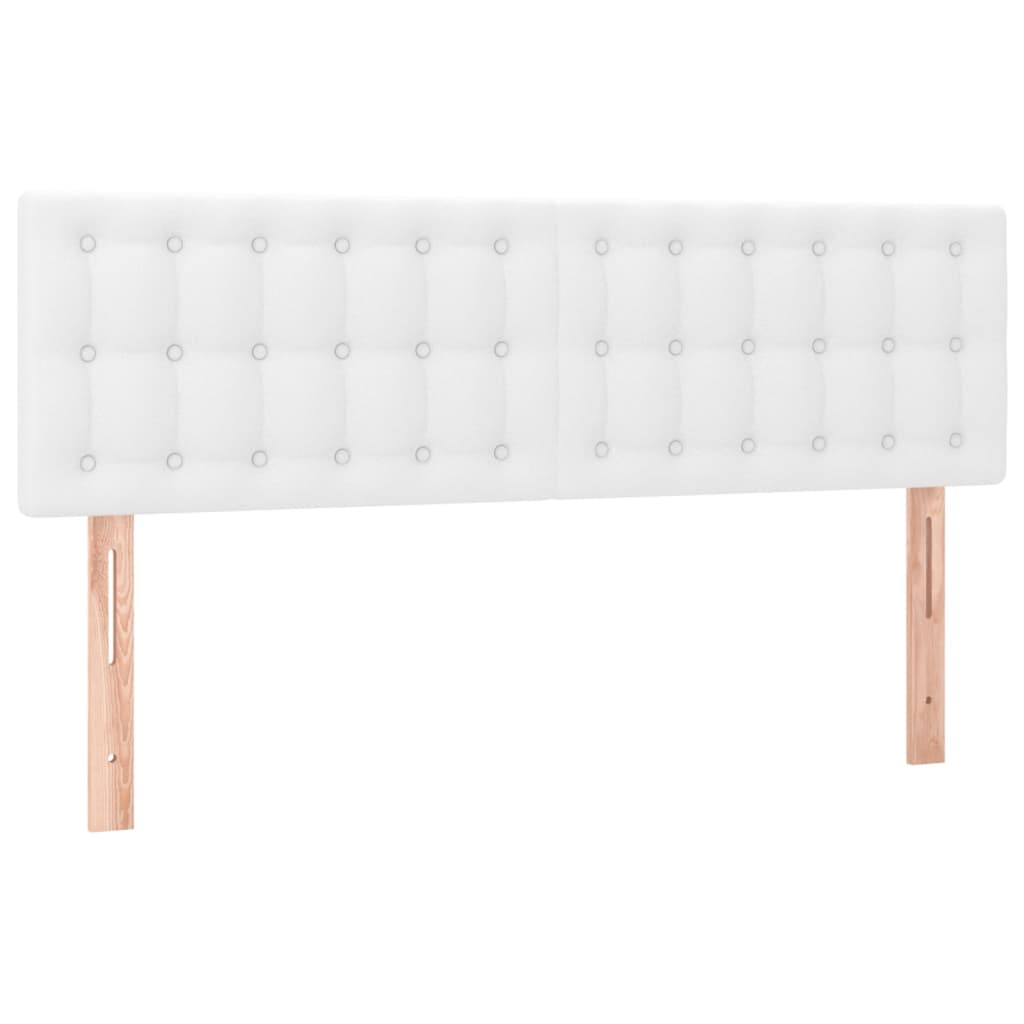 Cabeceira de cama c/ LED couro artificial 144x5x78/88 cm branco
