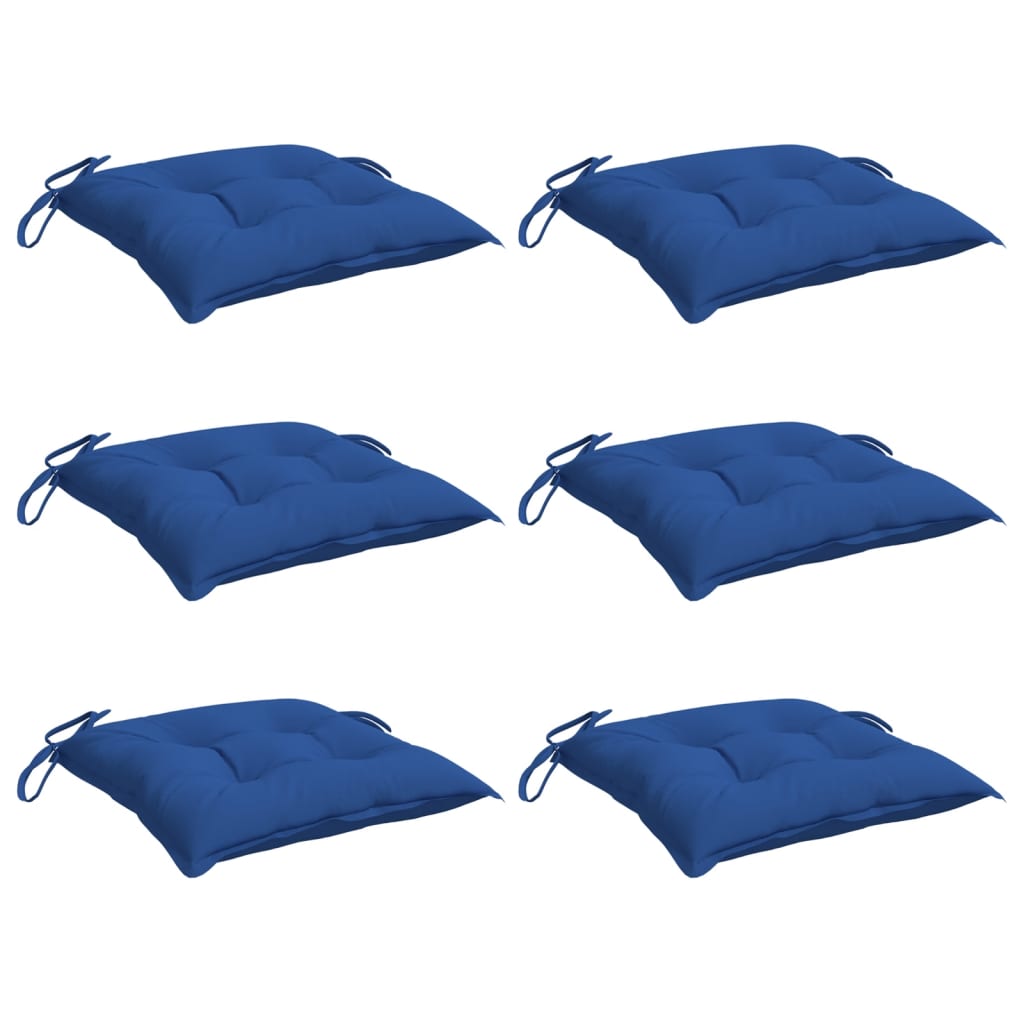 Almofadões de cadeira 6 pcs 40x40x7 cm tecido oxford azul