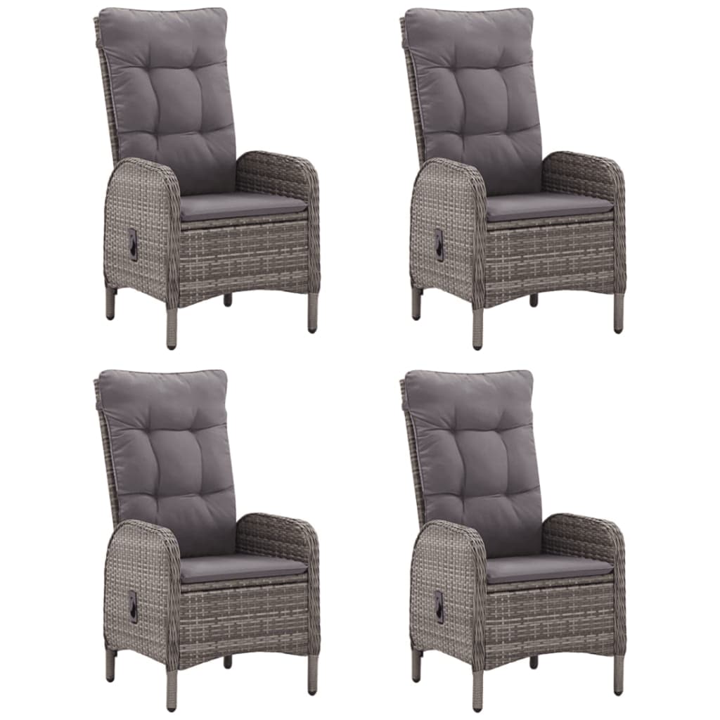 5 Pcs conjunto de jantar para jardim cinzento