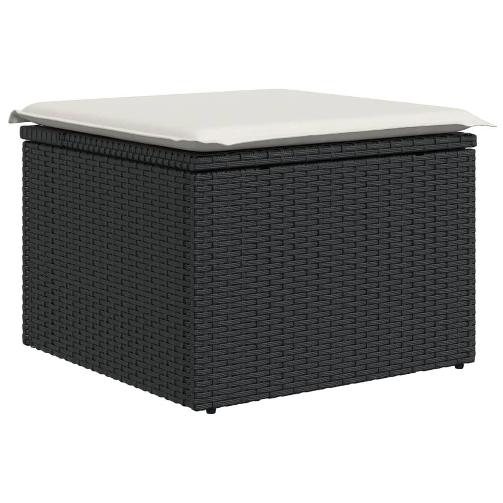 6 Pcs conjunto sofás de jardim c/ almofadões vime PE preto