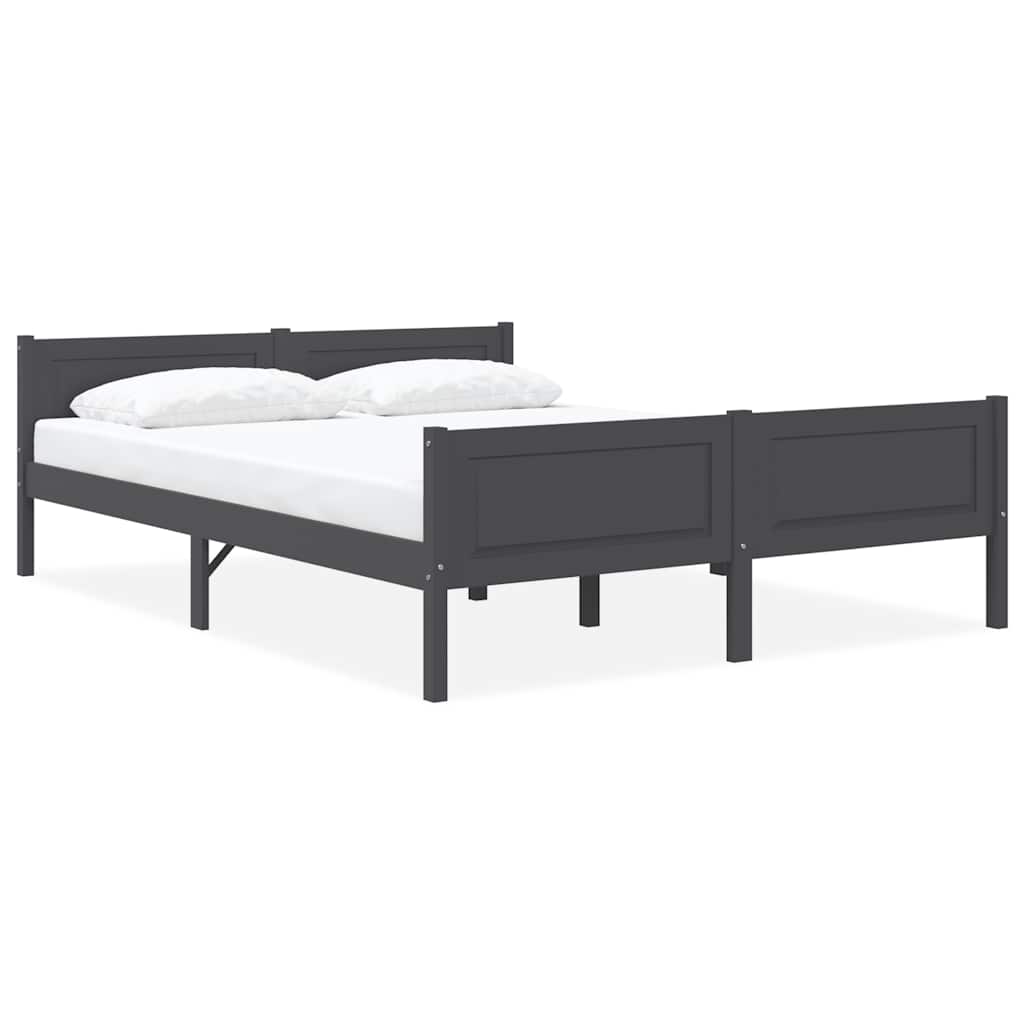 Estrutura de cama 120x200 cm pinho maciço cinzento