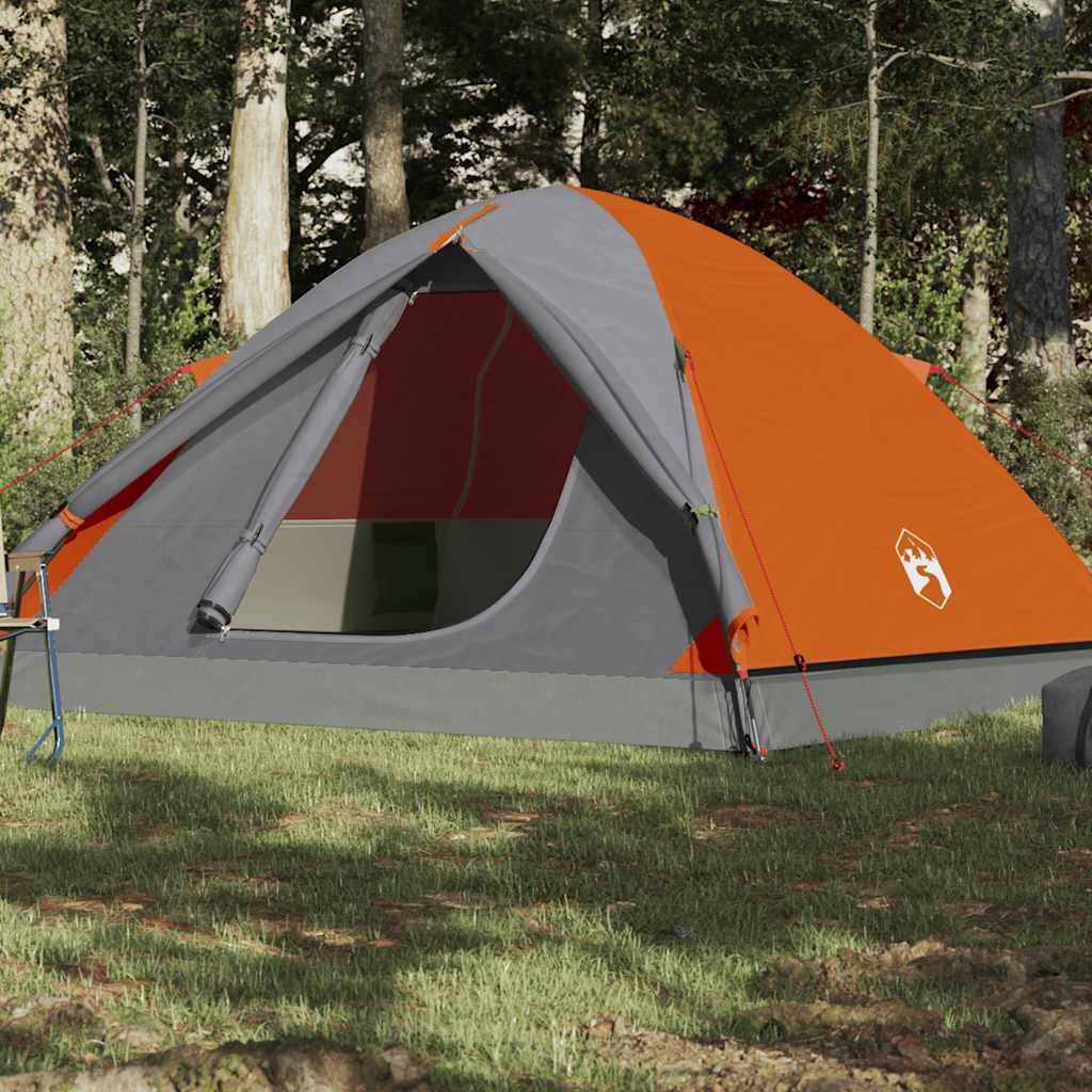 Tenda de campismo cúpula p/ 3 pessoas impermeável laranja