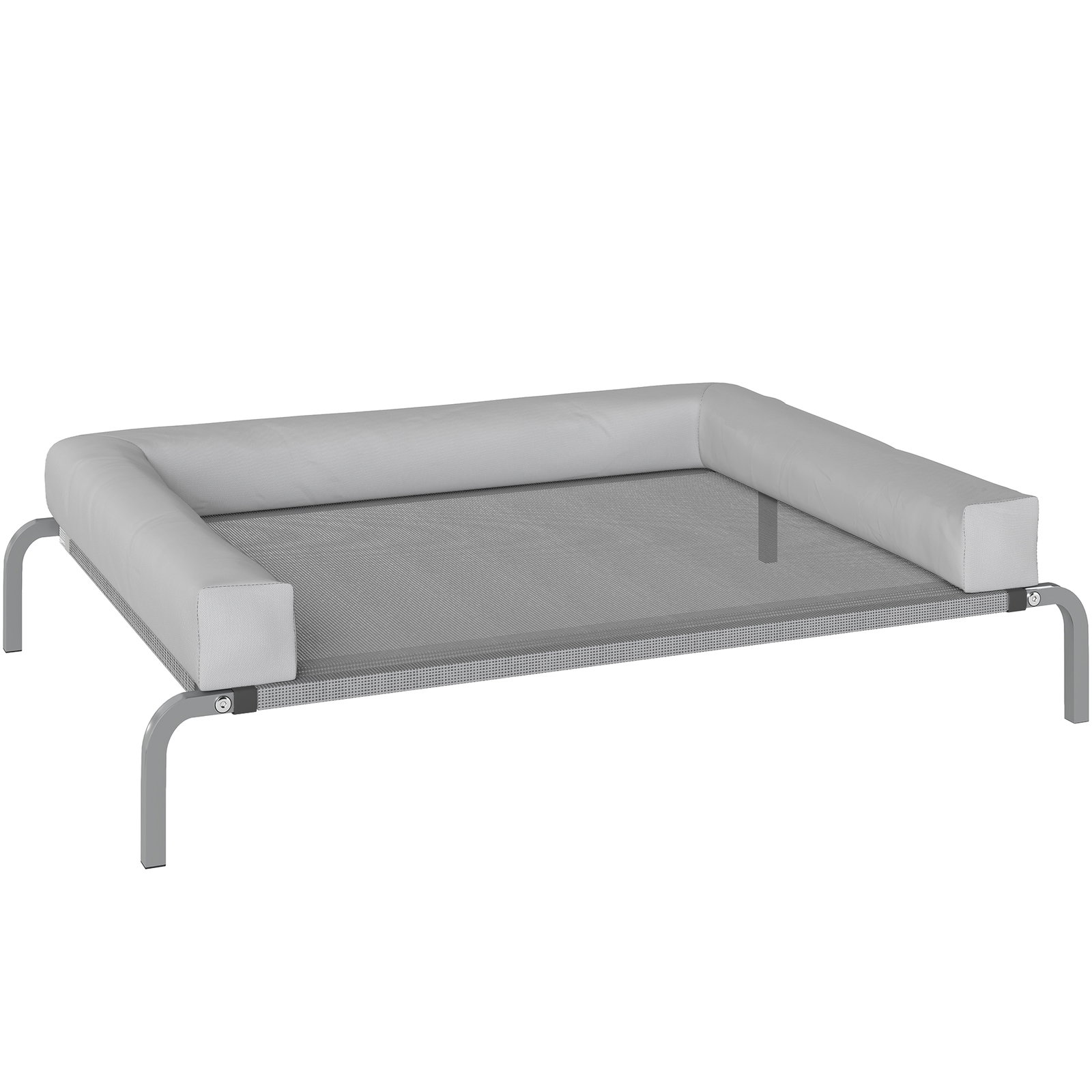 Cama elevada para cães com latertais amovíveis cama elevada para cães médios portátil com malha respirável 130x90x30 cm cinza claro