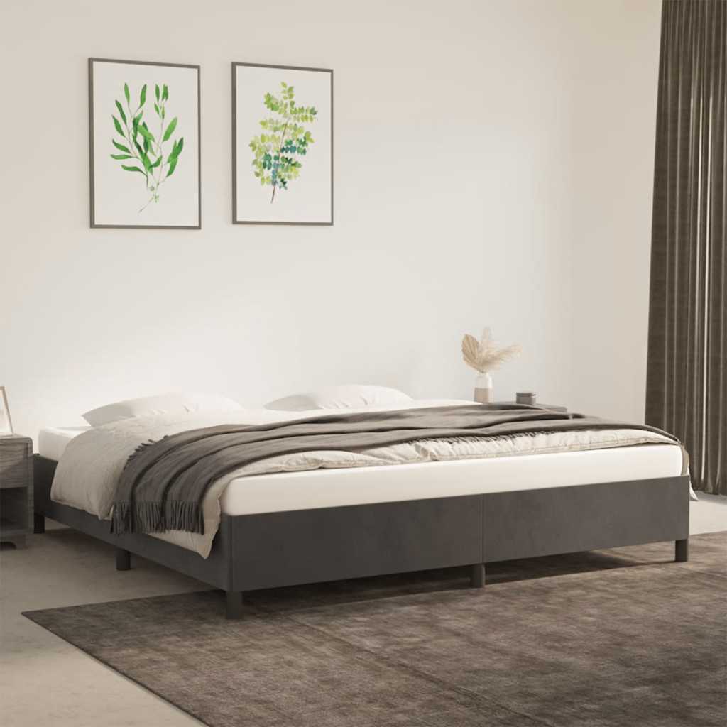 Estrutura de cama sem colchão 200x200 cm veludo cinzento-escuro