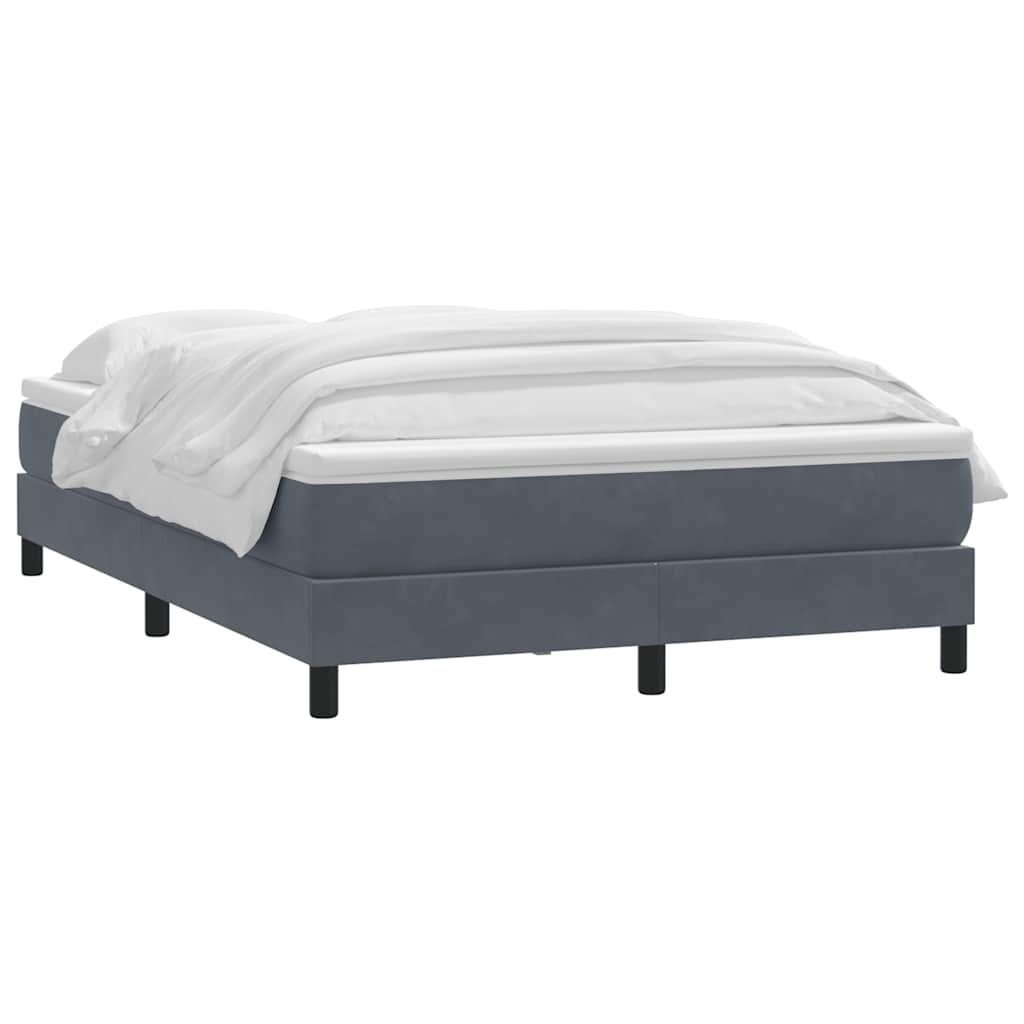 Cama com molas/colchão 160x210 cm veludo cinzento-escuro