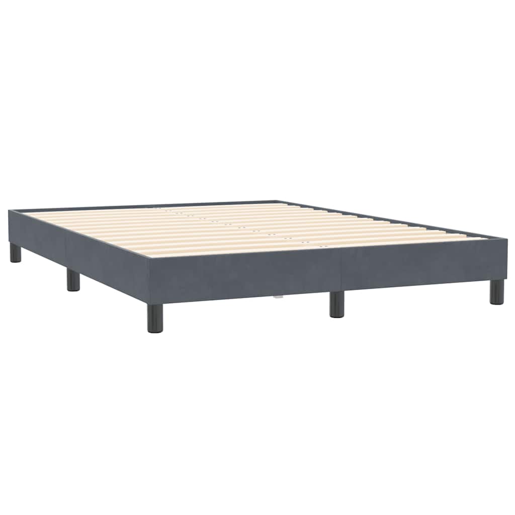 Cama com molas/colchão 160x210 cm veludo cinzento-escuro
