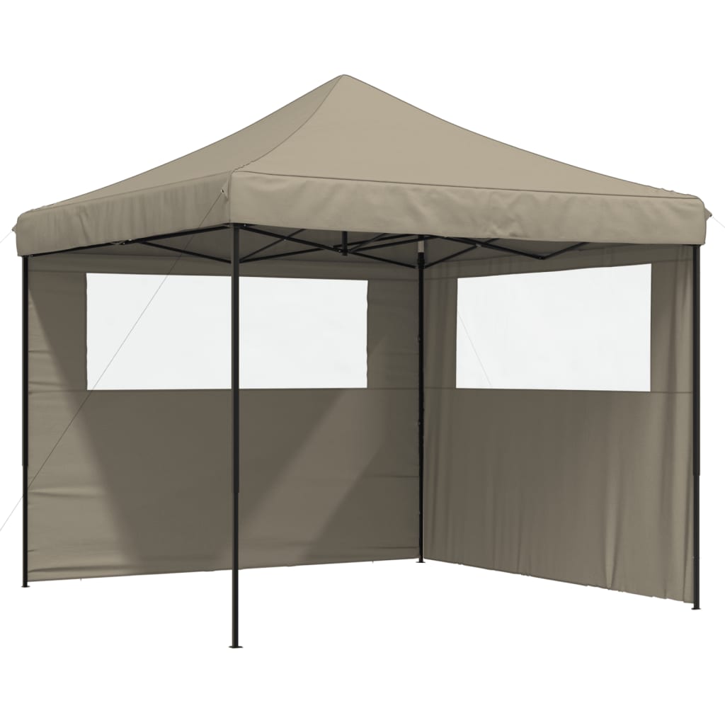 Tenda p/ festas pop-up dobrável c/ 2 paredes cinza-acastanhado