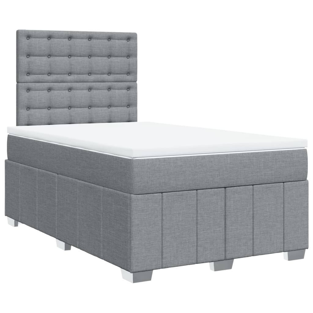 Cama boxspring com colchão 120x190 cm tecido cinzento-claro
