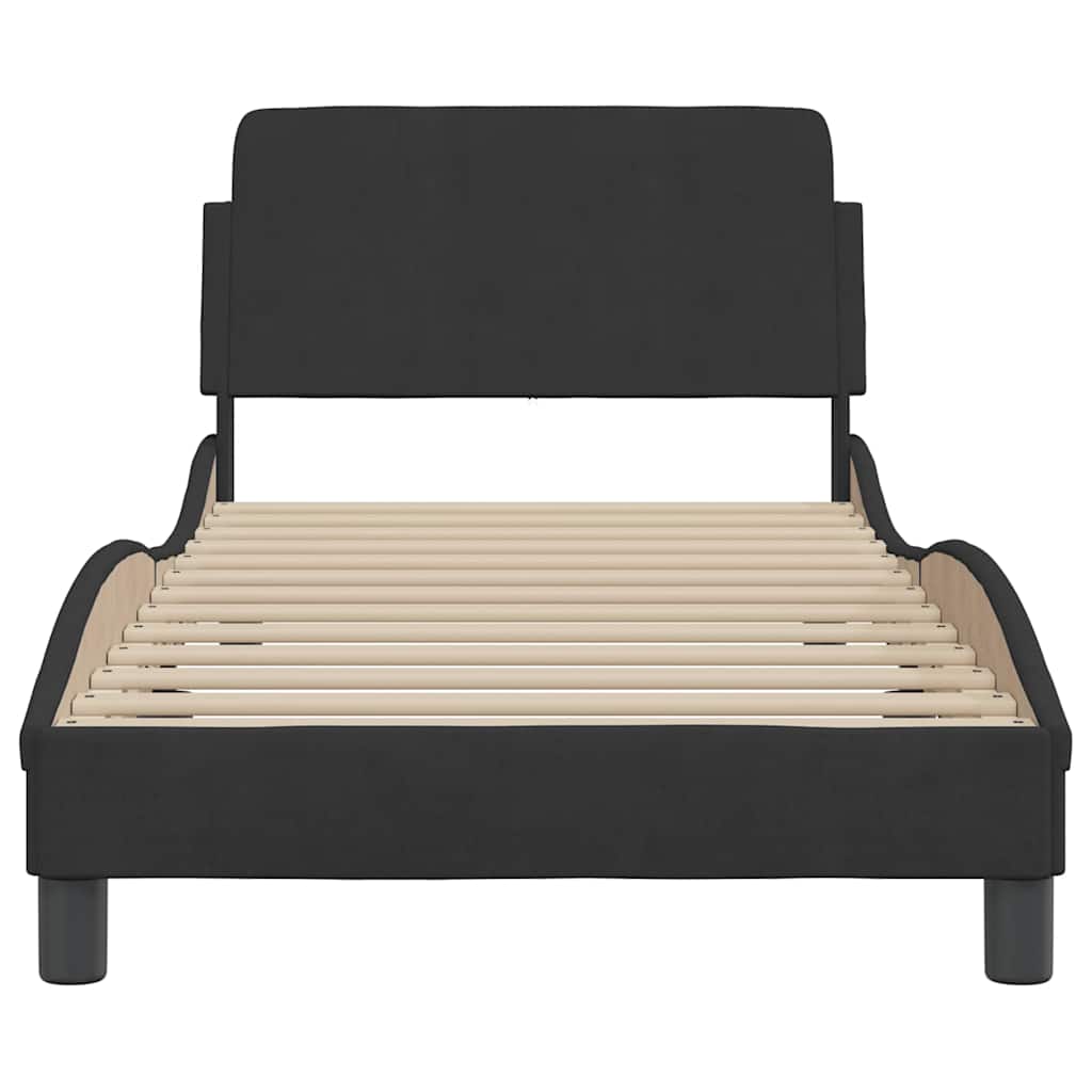 Estrutura de cama com cabeceira dover veludo 90x190 cm preto