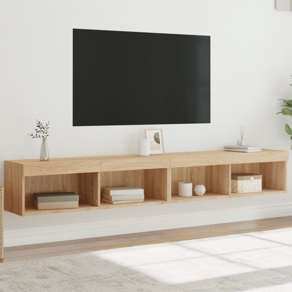 Móveis de TV com luzes LED 2 pcs 100x30x30 cm carvalho sonoma