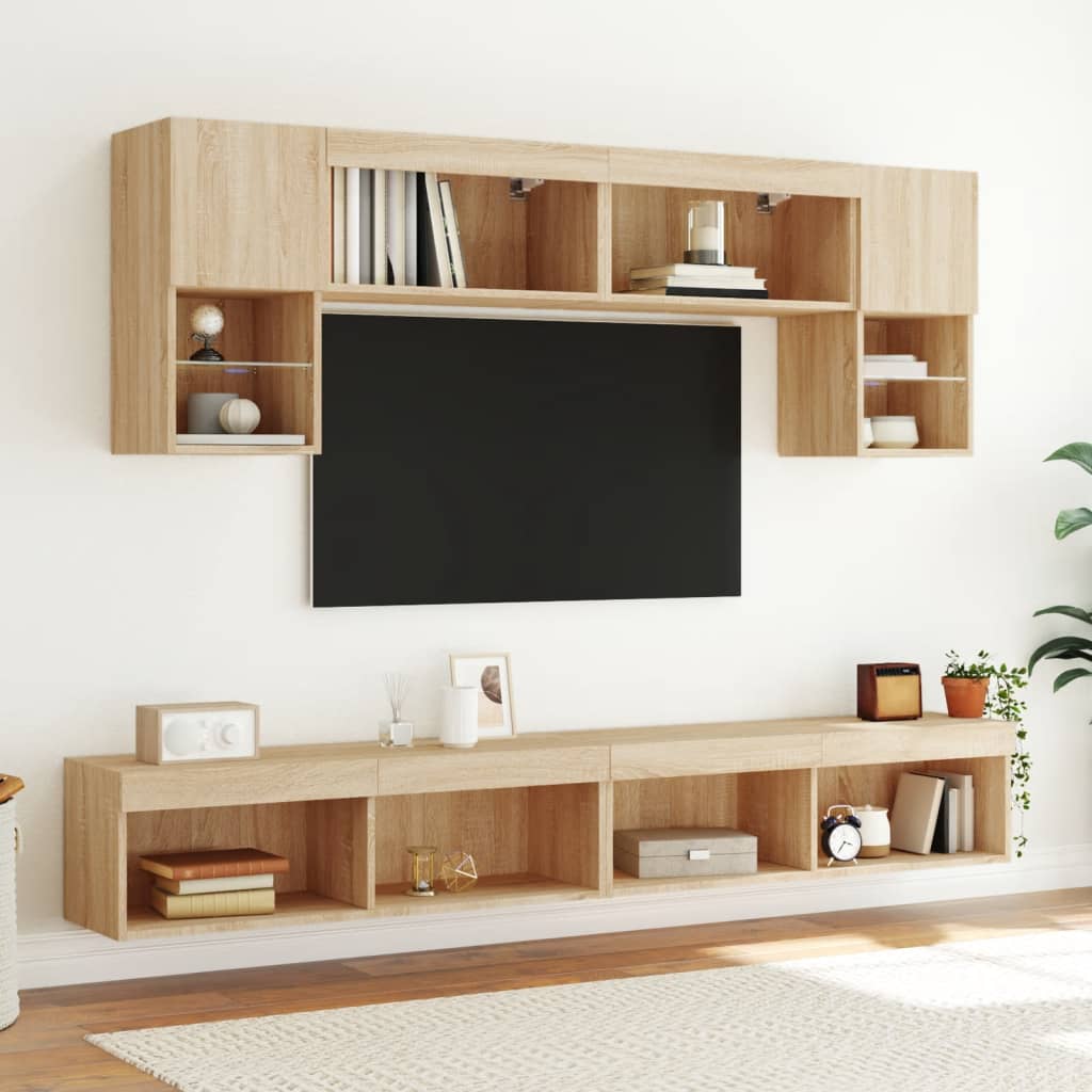 Móveis de TV com luzes LED 2 pcs 100x30x30 cm carvalho sonoma