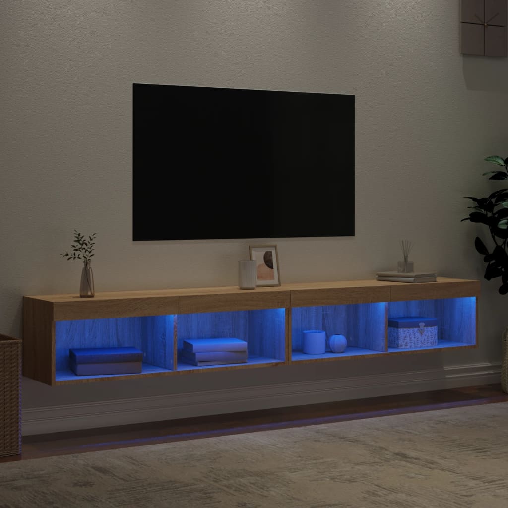 Móveis de TV com luzes LED 2 pcs 100x30x30 cm carvalho sonoma