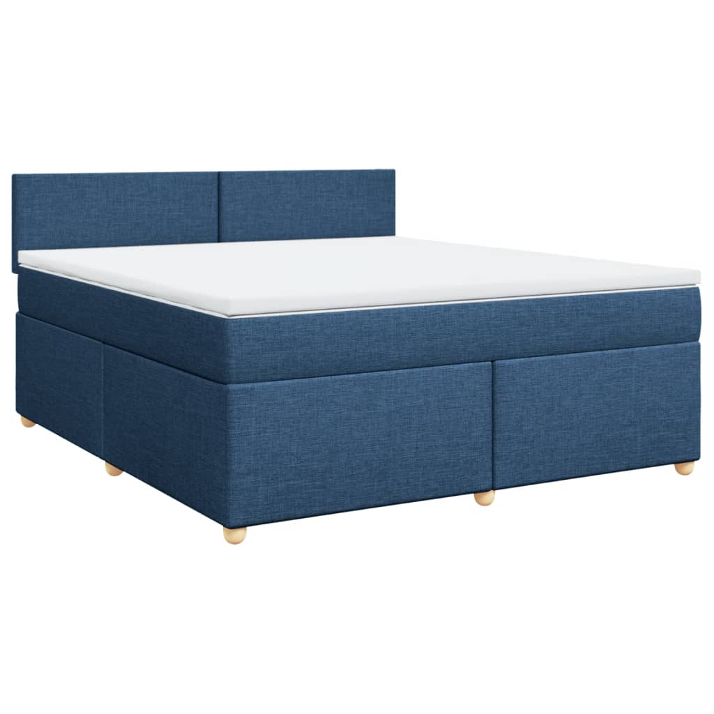Cama com molas/colchão 180x200 cm tecido azul
