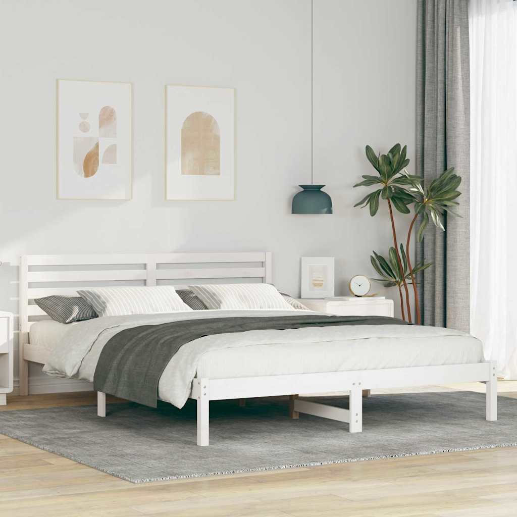 Estrutura da cama com cabeceira branco 160 x 210 cm