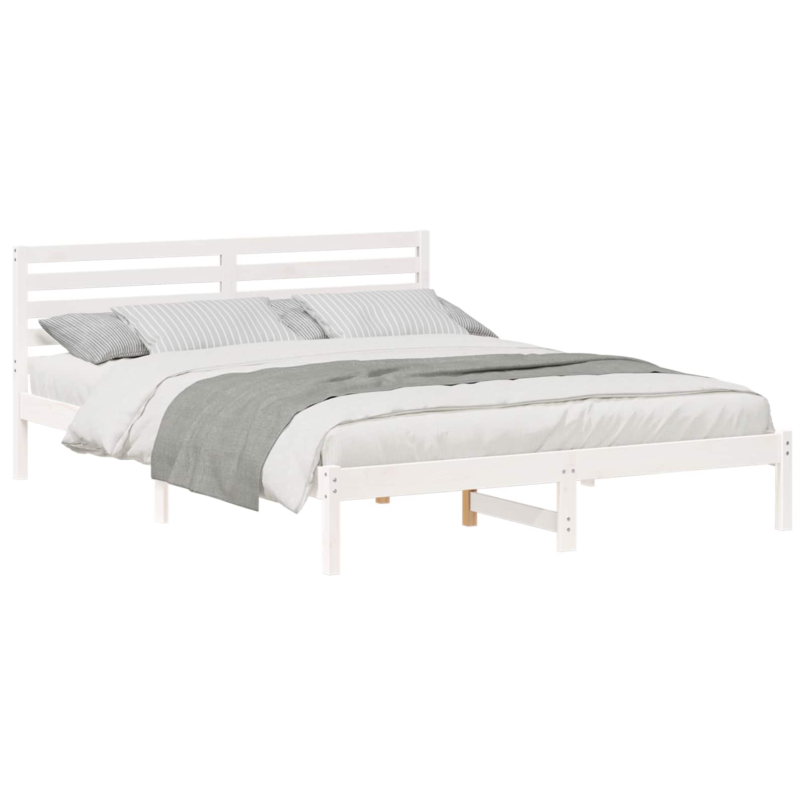 Estrutura da cama com cabeceira branco 160 x 210 cm