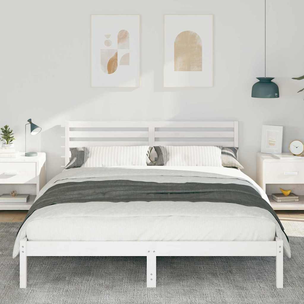 Estrutura da cama com cabeceira branco 160 x 210 cm