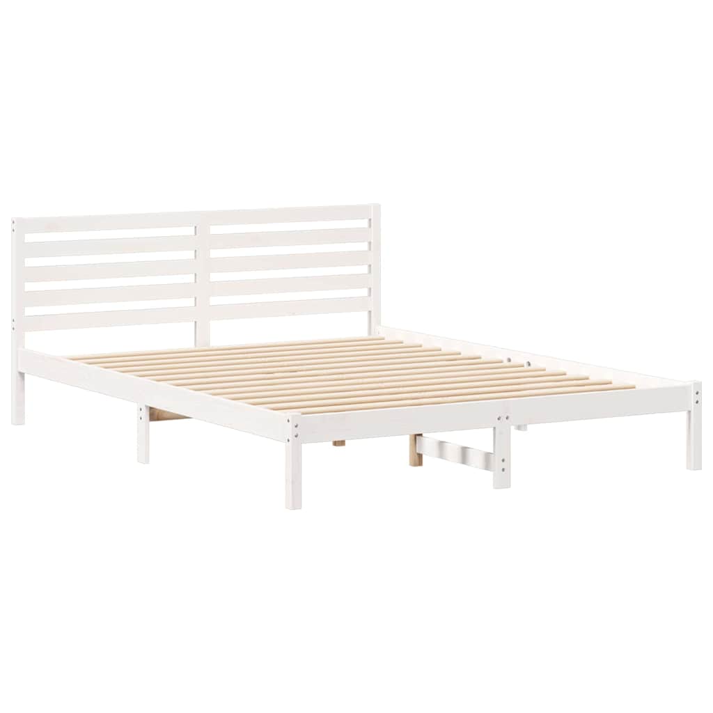 Estrutura da cama com cabeceira branco 160 x 210 cm