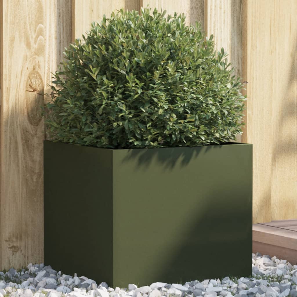 Vaso/floreira 42x40x39 cm aço verde azeitona