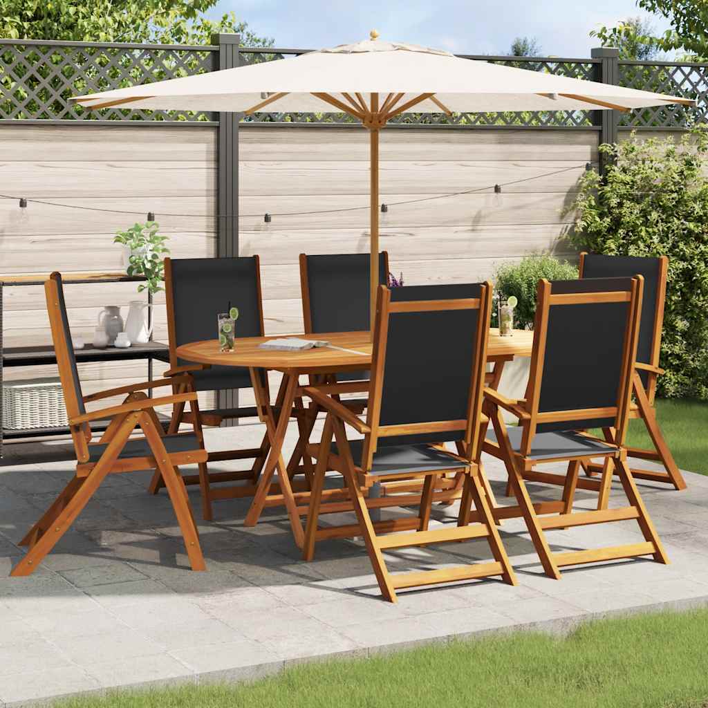 Cadeiras de jardim dobráveis 6 pcs acácia maciça e textilene