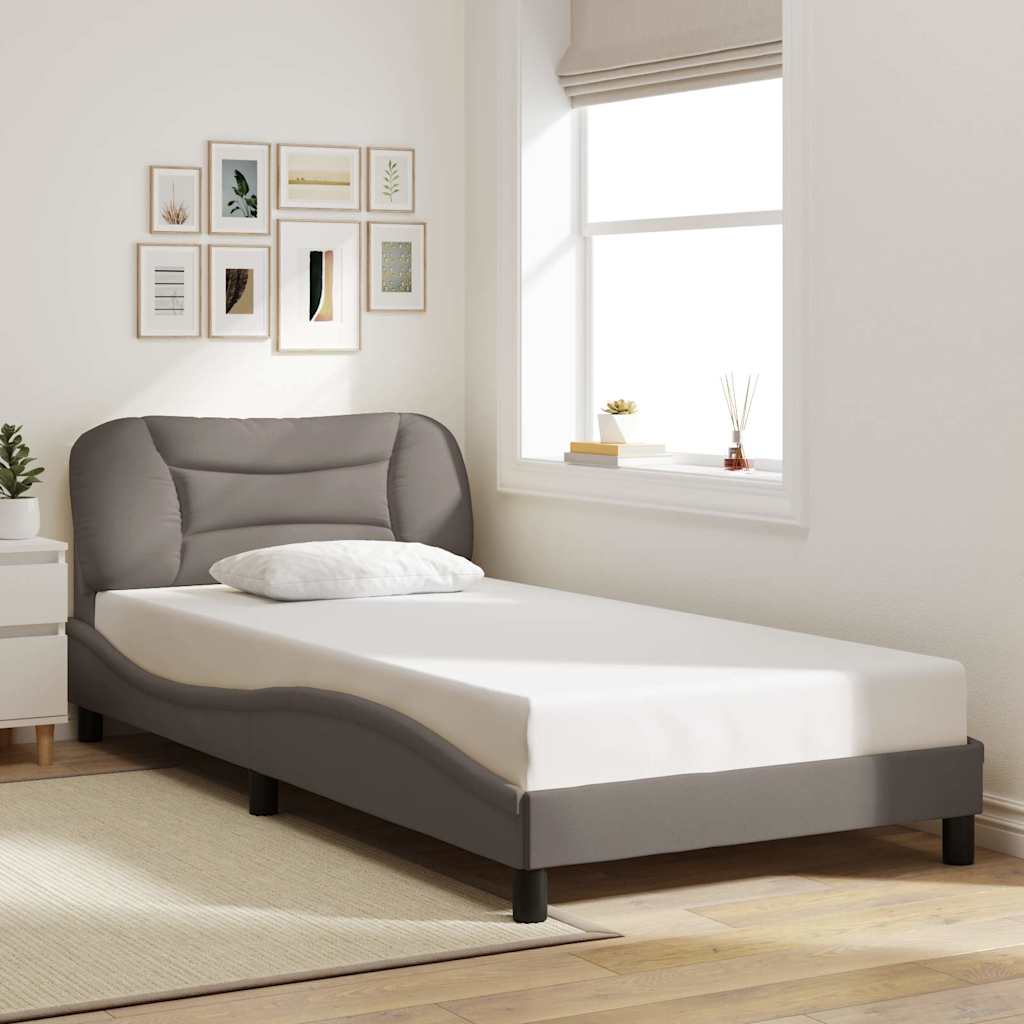Estrutura de cama sem colchão hvar 100x200 cm tecido cinza-acastanhado