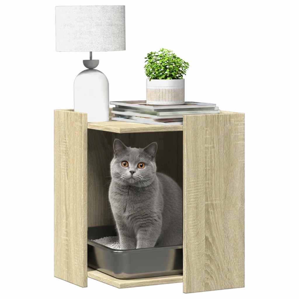 Compartim. caixa de areia gatos deriv. madeira carvalho sonoma