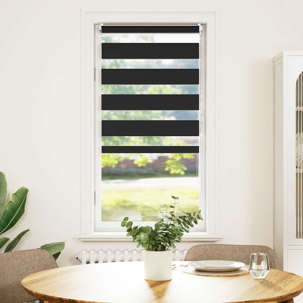 Cortina zebra 60,9x120 cm, largura do tecido 56,7 cm, preta