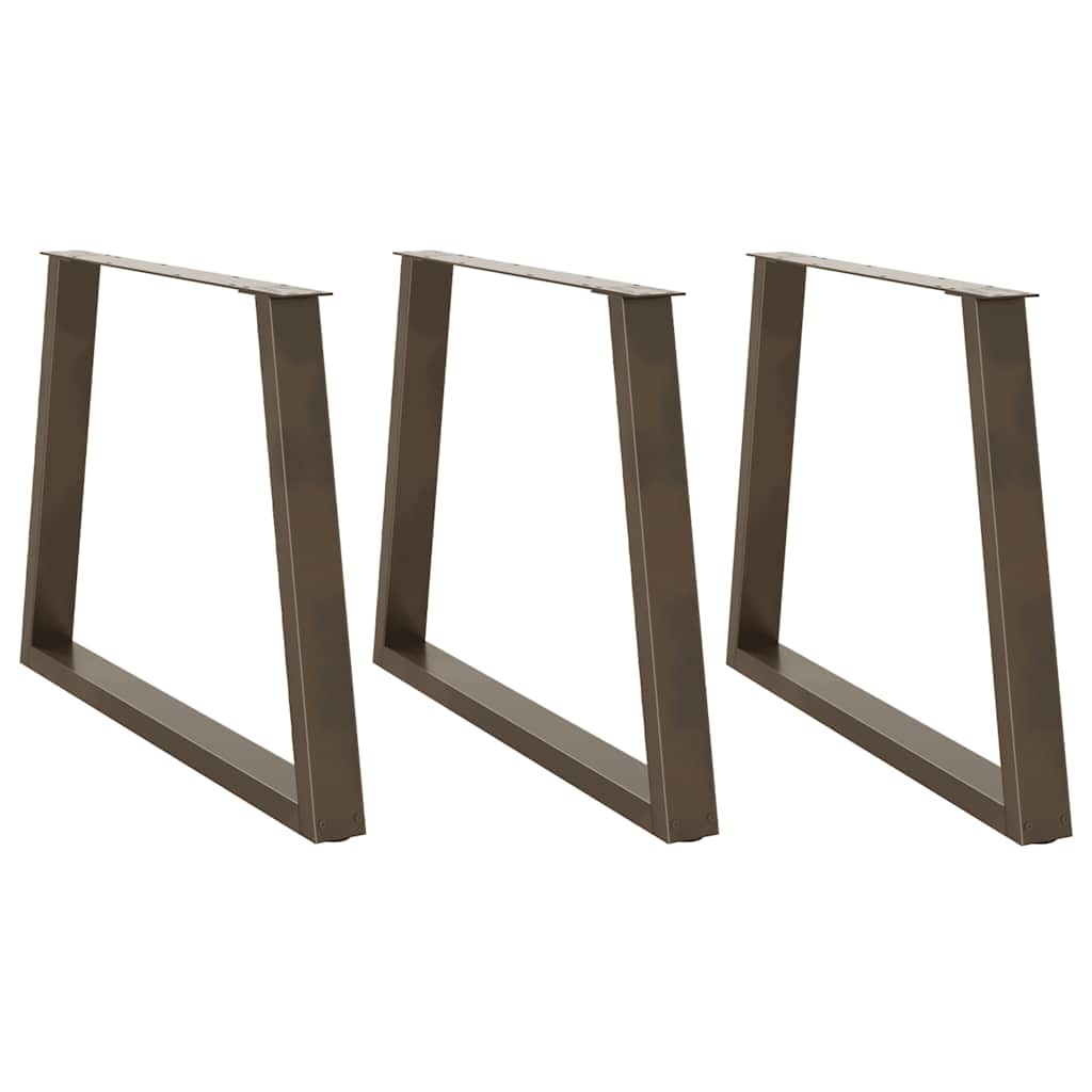 Pés para mesa de jantar em formato de v, 3 peças, aço natural, 90x(72-73,3) cm, aço