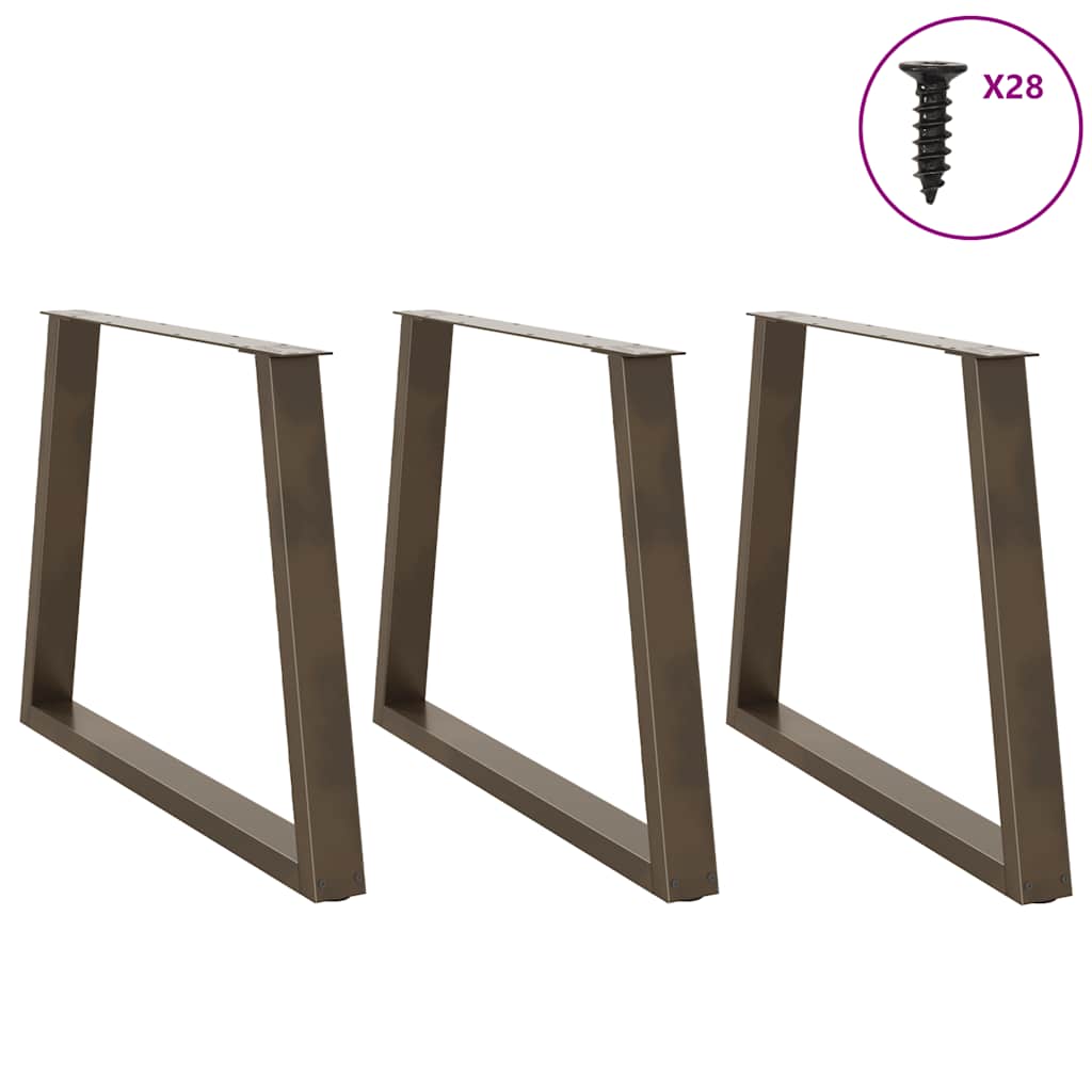 Pés para mesa de jantar em formato de v, 3 peças, aço natural, 90x(72-73,3) cm, aço