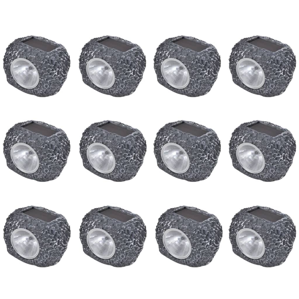 Holofote de exterior c/ leds energia solar 12 pcs forma de pedra