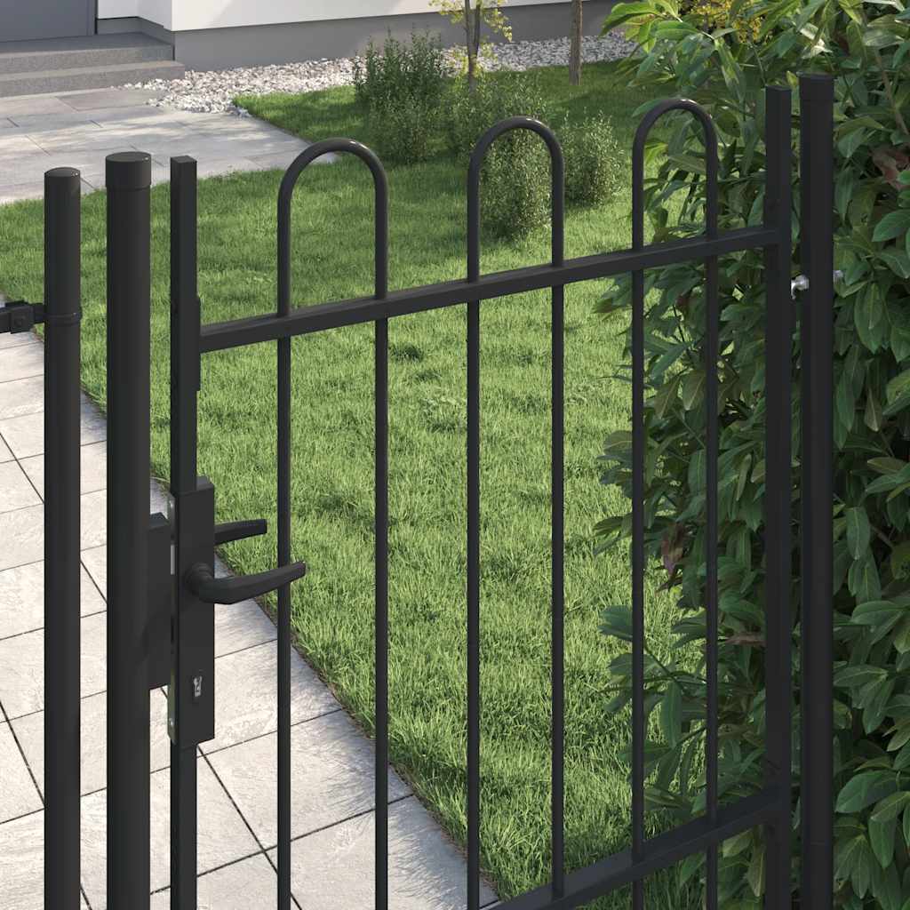 Portão de cerca boxtel porta única com topo arqueado em aço 1x1,5 m preto