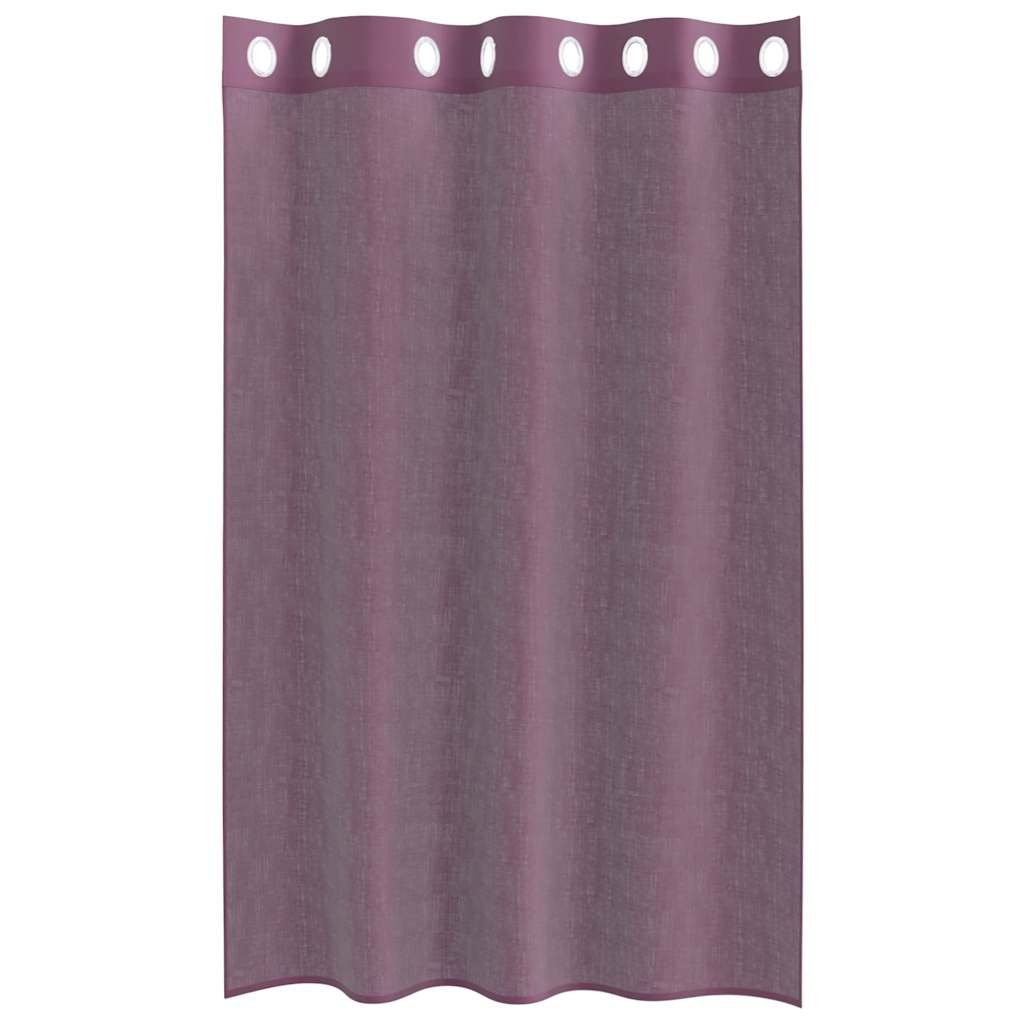 Cortinas de voile com ilhós 2 pcs roxo 140x175 cm
